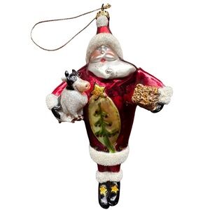 AMC Vintage Blown Glass Santa Claus Ornament 6.5”